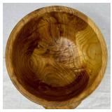 Two Handmade Turned Wooden Bowls with Cat Theme