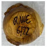 Two Handmade Turned Wooden Bowls with Cat Theme