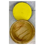 Two Handmade Turned Wooden Bowls with Cat Theme