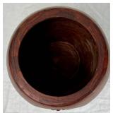 Two Handmade Turned Wooden Vases with Wine Theme