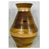 Three Handmade Turned Wooden Pieces - 9" Vase, 4" Bowl and 8.5" W Bowl