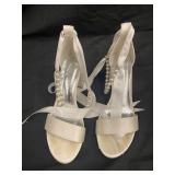 Elegant Cream High Heels with Pearl Accents Size 38