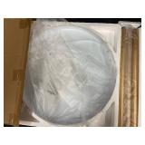 Unopened Modern White Round Side Table with Wooden Legs