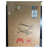 SHW Height Adjustable 36-Inch Desk with Monitor Riser, Rustic Brown