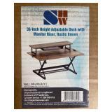 SHW Height Adjustable 36-Inch Desk with Monitor Riser, Rustic Brown