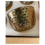 Set of 8 Amber Glass Votives with Textured Finish