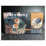 Vtlemon Ceramic Ramen Bowl Set for 2 with Porcelain Starry Blue Bowls