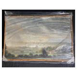 Large Framed Landscape Oil Painting in Plastic Wrap