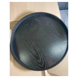 Round Black Solid Wood Serving Tray