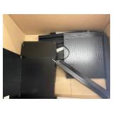 Unassembled Black Wooden Shelf Kit with Patent US 8408762 B2