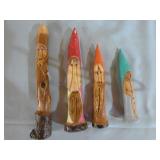 12 Hand-Carved Wooden Gnomes