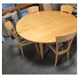 Round Dining Table with 6 Chairs and Extension Leaf