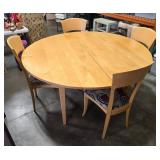 Round Dining Table with 6 Chairs and Extension Leaf