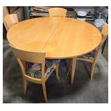 Round Dining Table with 6 Chairs and Extension Leaf