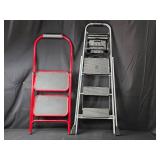 Set of 2 Step Ladders: Red 2-Step and Gray 3-Step