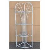 Set of Corner and Rolling Storage Shelves in White Metal