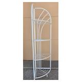 Set of Corner and Rolling Storage Shelves in White Metal