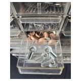 Assorted Hardware Drawer Storage Unit with Various Fasteners and Components