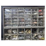 Assorted Hardware Drawer Storage Unit with Various Fasteners and Components