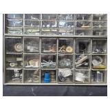 Assorted Hardware Drawer Storage Unit with Various Fasteners and Components