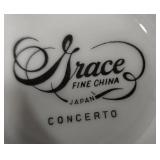 Set of Grace Concerto Fine China Cups with Cream and Sugar Set