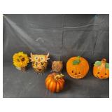 Halloween and Autumn Decor Collection with Pumpkins, Owls, and Sunflowers