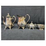 Oneida Silver Plated Tea Set and Decorative Hair Crown Comb