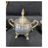 Oneida Silver Plated Tea Set and Decorative Hair Crown Comb