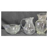 Assorted Glassware Collection including Vases, Pitcher, and Bowl