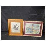 Signed Pair of Framed Art Prints - Golden Gate Bridge and Ducks