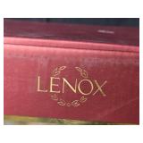 Set of 2 Lenox Holiday Hurricane Candle Holders with Pillar Candle