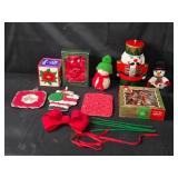 Collection of Christmas Decorations Including Nutcracker and Ornaments