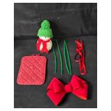 Collection of Christmas Decorations Including Nutcracker and Ornaments