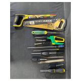 Collection of Hand Tools and Saws Including Stanley FatMax