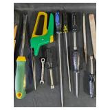 Collection of Hand Tools and Saws Including Stanley FatMax