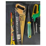 Collection of Hand Tools and Saws Including Stanley FatMax