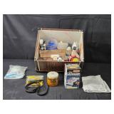 Assorted Household and Automotive Items Including Battery Charger and Vacuum Belts