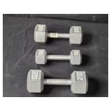 Set of 3 Hex Dumbbells - 20lb and 10lb Weights