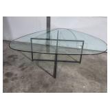 Modern Glass Top Coffee Table with Metal Base
