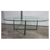 Modern Glass Top Coffee Table with Metal Base