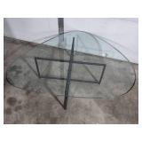 Modern Glass Top Coffee Table with Metal Base