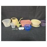 Collection of Assorted Plastic Kitchenware and Garden Accessories
