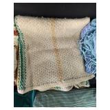 Collection of Fabric and Textile Items Including Prayer Shawl, Neck Roll, Throws & More!