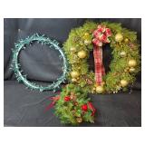 Lot of Holiday Decor: Christmas Wreaths and Pine Tree