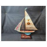 Artisan Metal Sailboat Model with Decorative Sails
