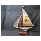 Artisan Metal Sailboat Model with Decorative Sails