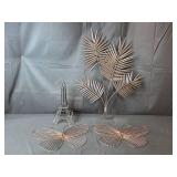 Decorative Wall Art Set with Butterfly, Palm Leaves, and Eiffel Tower