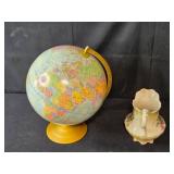 Vintage World Globe with Vintage Floral Pitcher