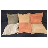 Set of 6 Velvet Throw Pillows in Various Earth Tones