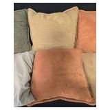 Set of 6 Velvet Throw Pillows in Various Earth Tones